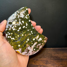 Load image into Gallery viewer, Beautiful Ocean Jasper Moon on stand