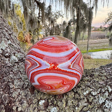 Load image into Gallery viewer, Huge sardonyx sphere statement piece with incredible banding!
