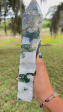 Load and play video in Gallery viewer, Beautiful Moss Agate tower
