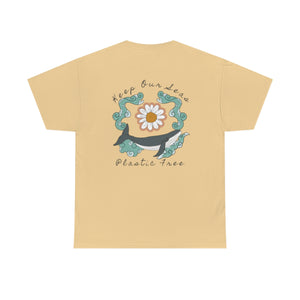 Keep Our Seas Plastic Free! Save the ocean! Heavy Cotton Tee