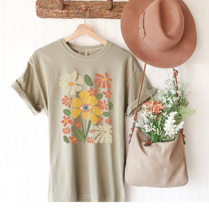 Grunge flower eye tee, 100% cotton t-shirt, Hippie t-shirts