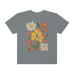 Grunge flower eye tee, 100% cotton t-shirt, Hippie t-shirts, Flower t-shirts