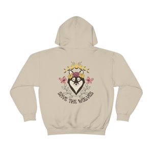 Save The Wolves Back Print Heavy Blend™ Hooded Sweatshirt