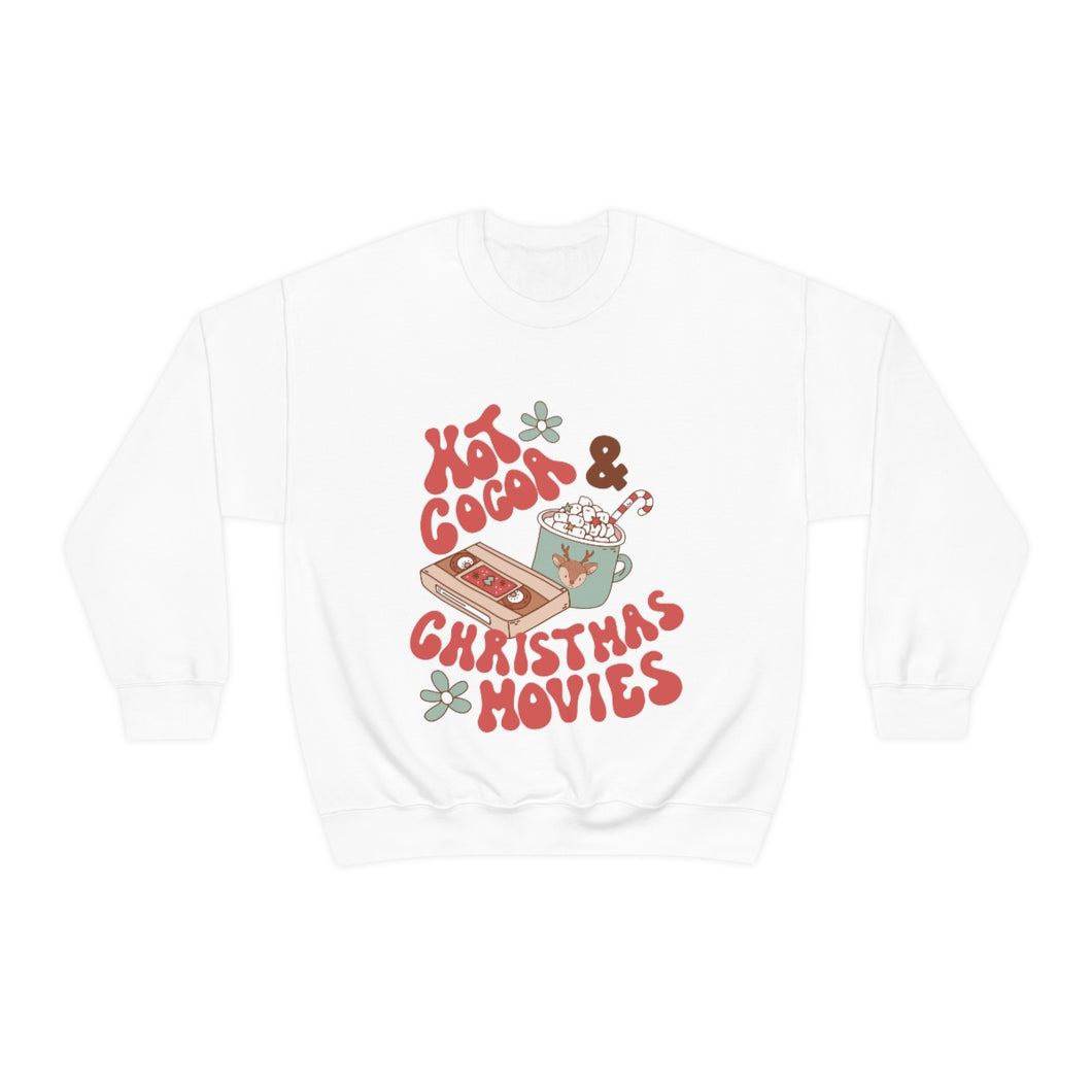 Hot Cocoa  & Christmas Movies Retro Heavy Blend™ Crewneck Sweatshirt