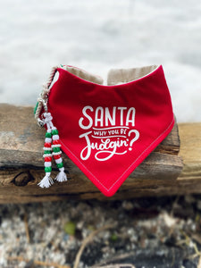 Santa, why you be judgin? Christmas dog & cat bandana