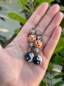 Yin Yang Dalmatian Jasper & Soap Stone Earrings