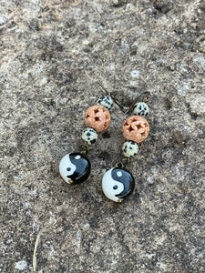 Yin Yang Dalmatian Jasper & Soap Stone Earrings