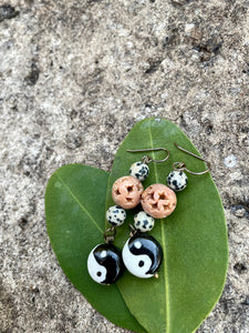 Yin Yang Dalmatian Jasper & Soap Stone Earrings