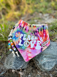 Peace & love dog & cat bandana